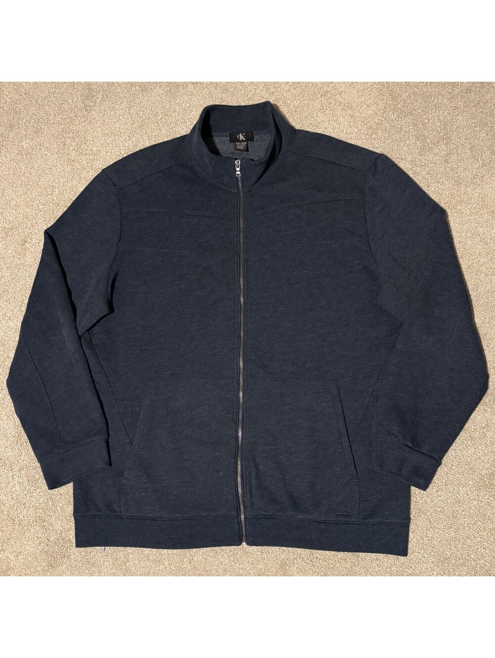 Calvin Klein Mens XXL Full Zip Sweatshirt Jacket Shacket Sweater Gray Soft